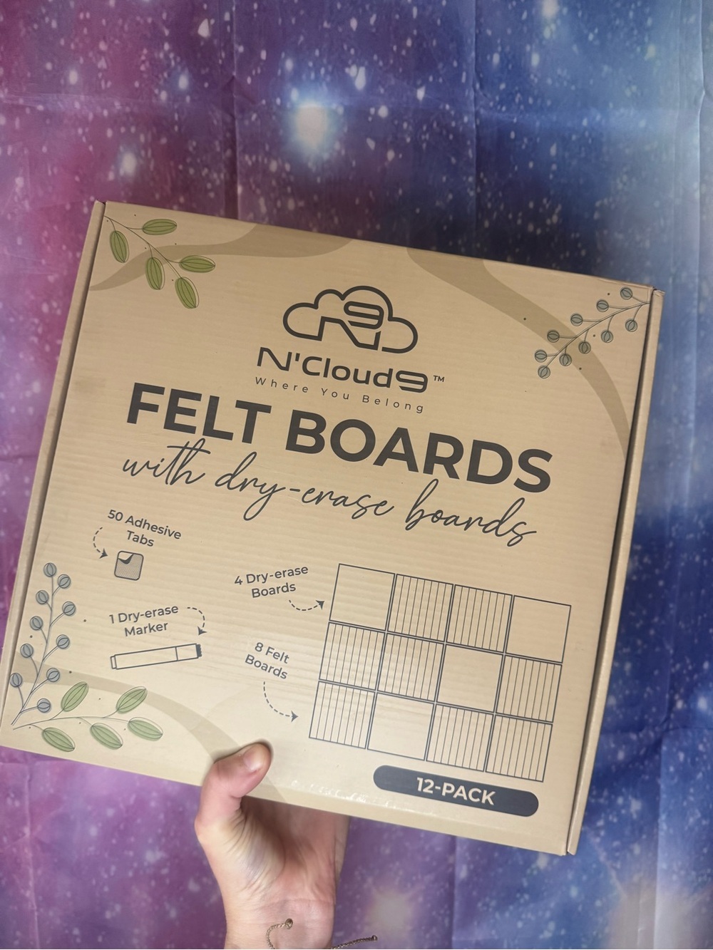 N'Cloud9 branded 12-pack of felt and dry-erase wall boards